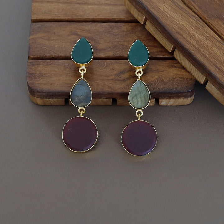 Raw Stone Jyothi + Chakra Earring