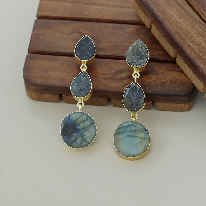 Raw Stone Jyothi + Chakra Earring