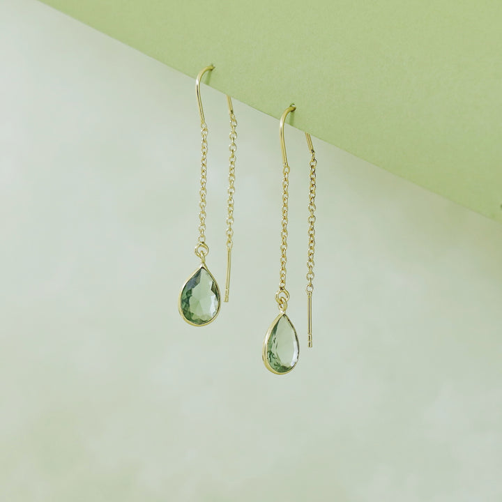 Fiyona Glossy Drop Chain Needle And Thread Earring