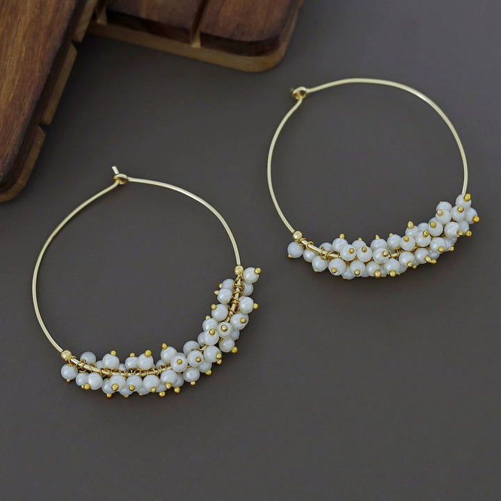 Kecia Golden Cluster Pearl Hoop Earring