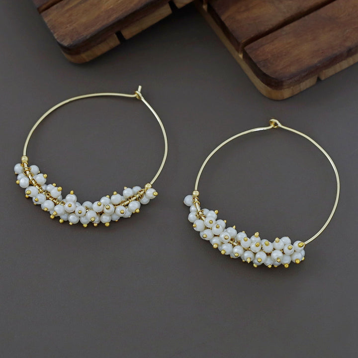 Kecia Golden Cluster Pearl Hoop Earring