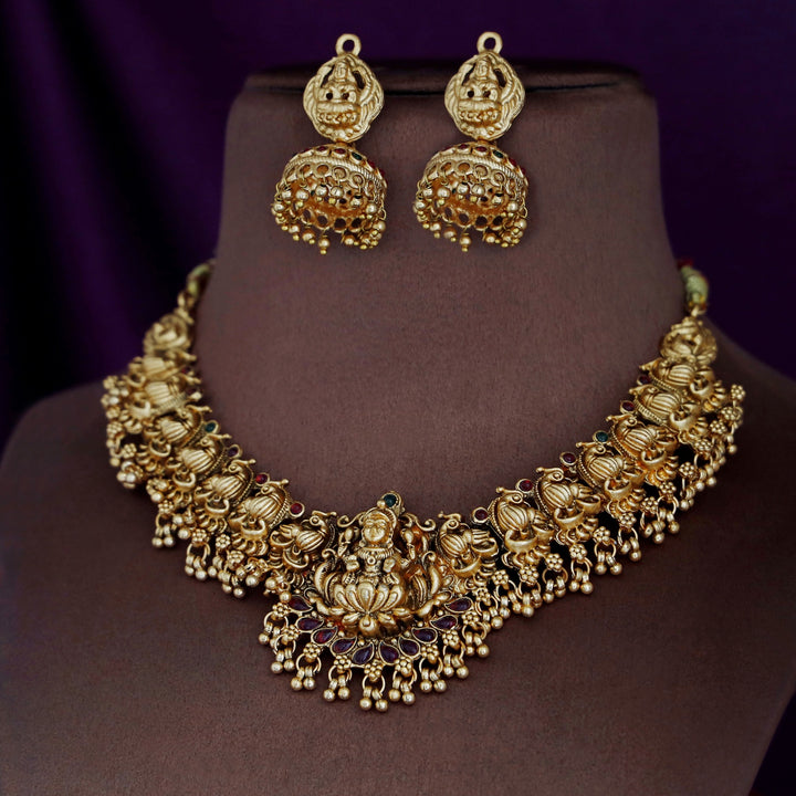 Ashtalakshmi Mayura Bridal Short Neckpiece With Earring