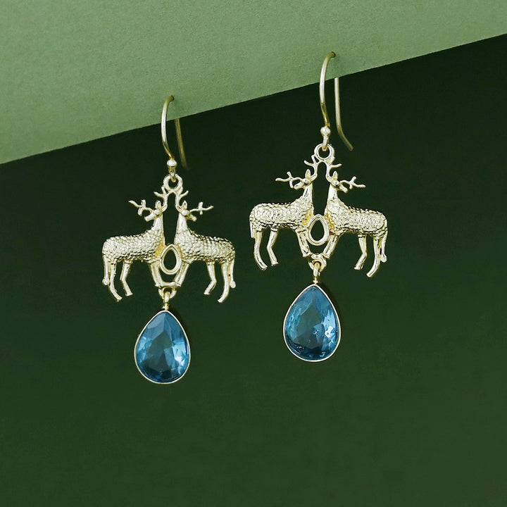 Keesha Golden Dual Deer Glossy Stone  Drop