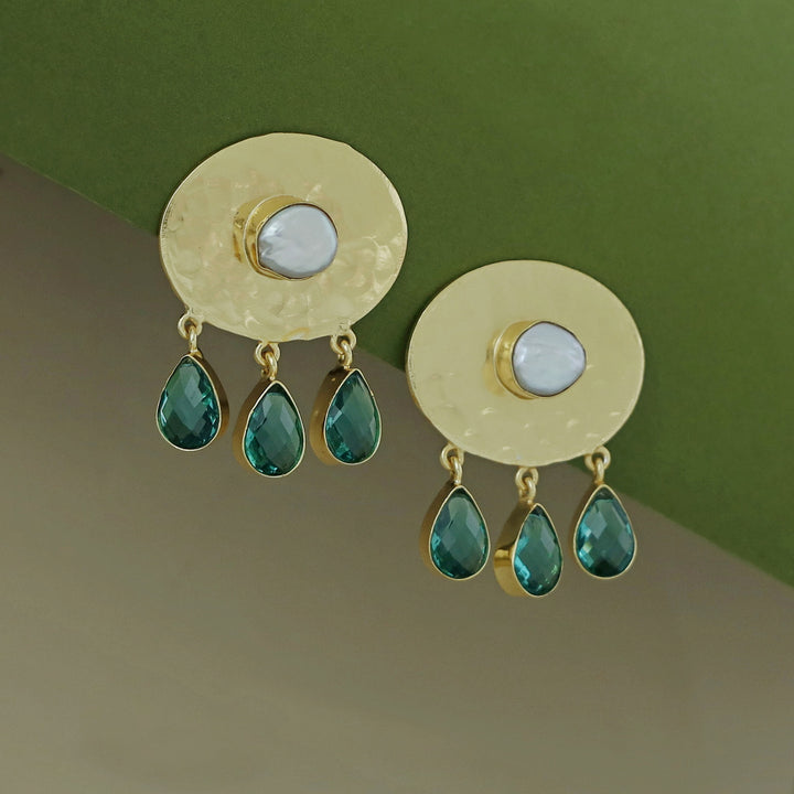 Golden Hammered Real Baroque Glossy Earring