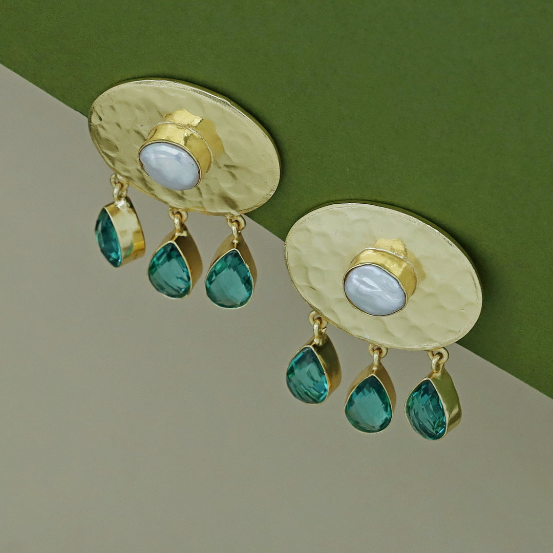Golden Hammered Real Baroque Glossy Earring