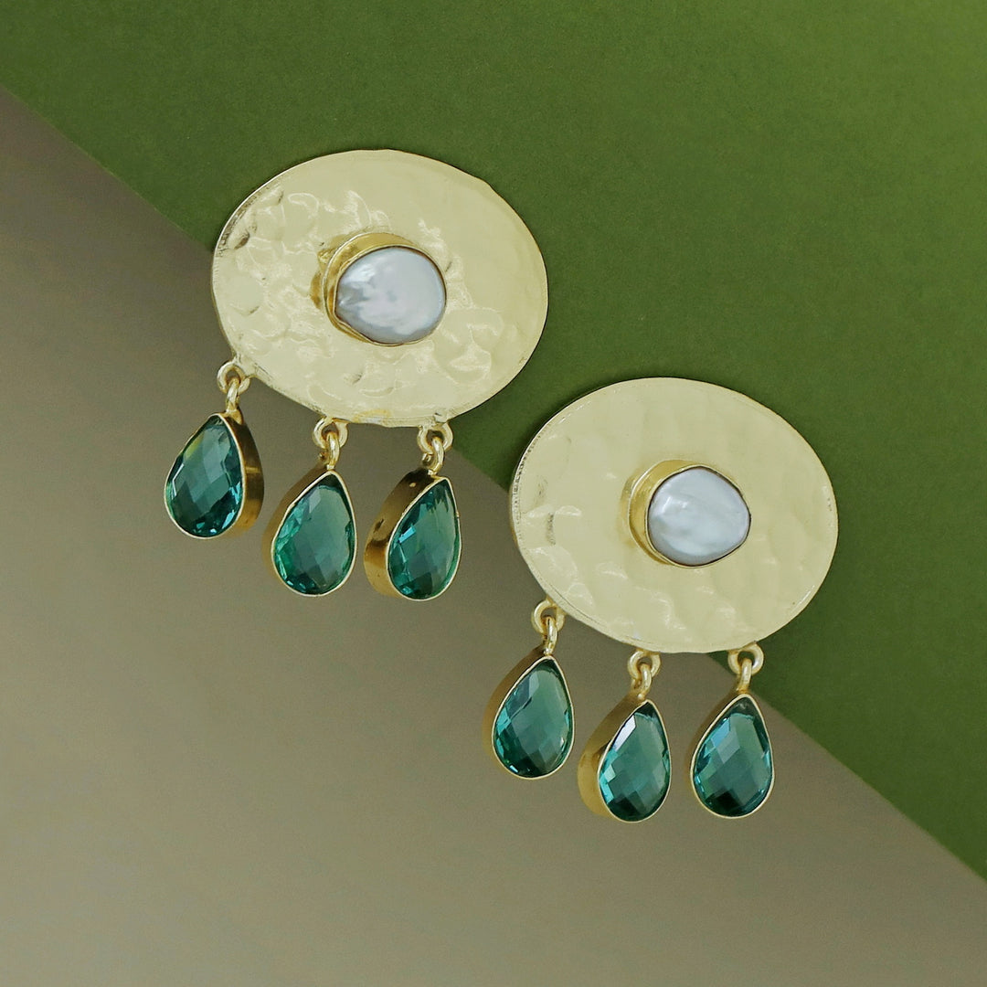 Golden Hammered Real Baroque Glossy Earring