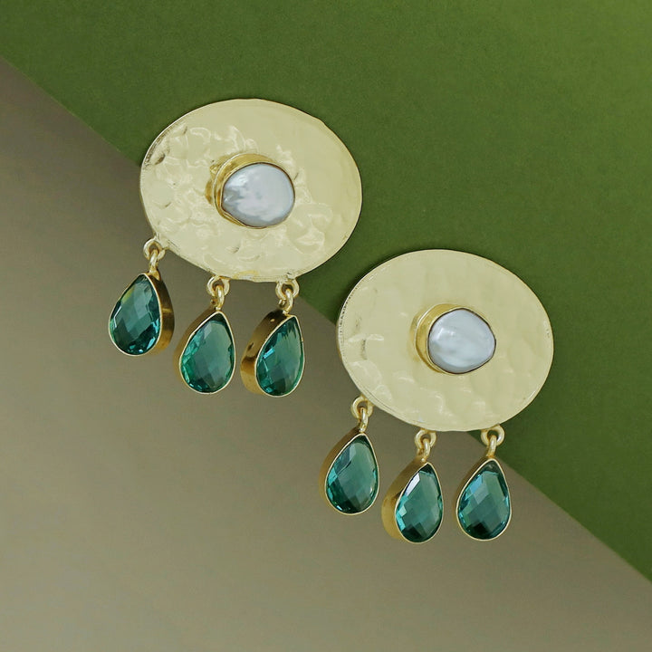 Golden Hammered Real Baroque Glossy Earring