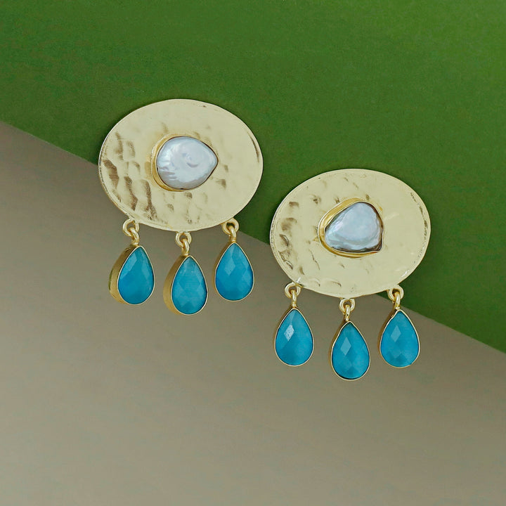 Golden Hammered Real Baroque Glossy Earring