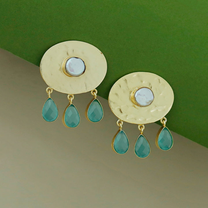 Golden Hammered Real Baroque Glossy Earring