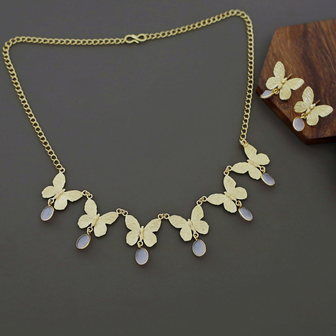 Gold Papillio Neckpiece With Earring