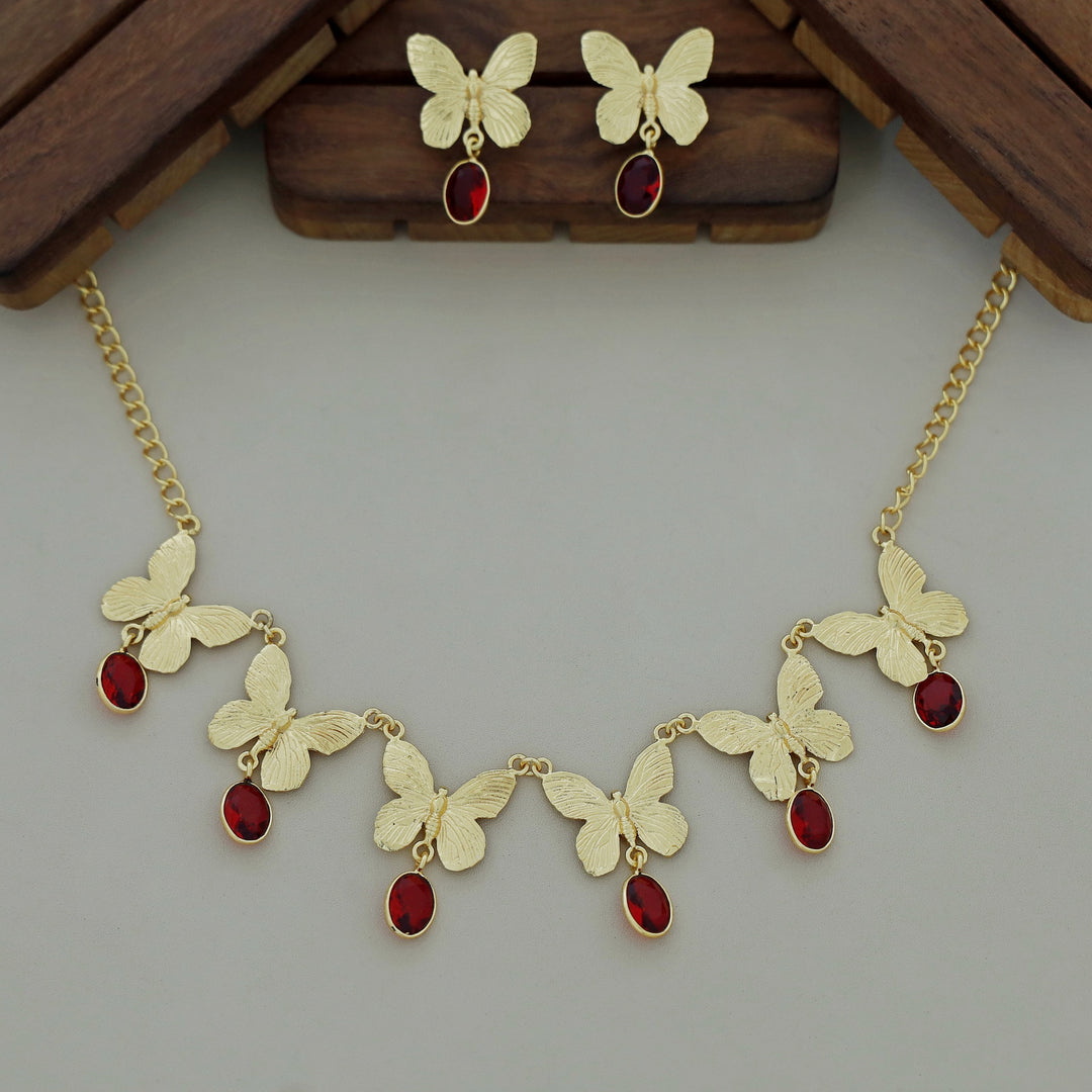 Gold Papillio Neckpiece With Earring