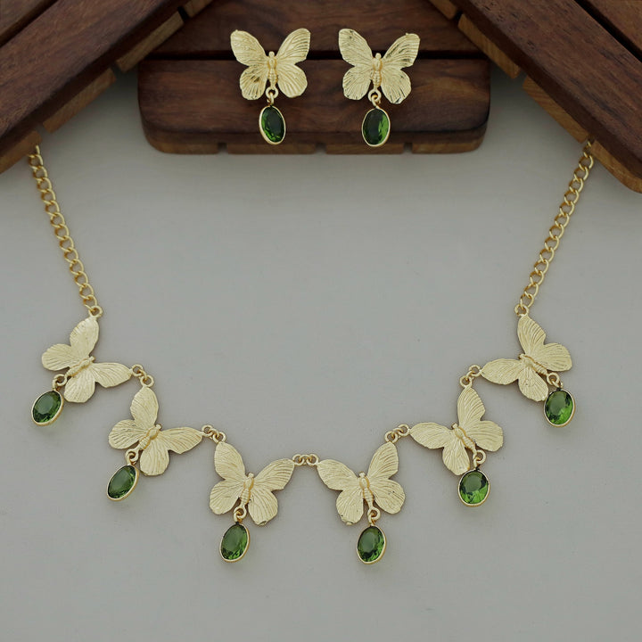 Gold Papillio Neckpiece With Earring