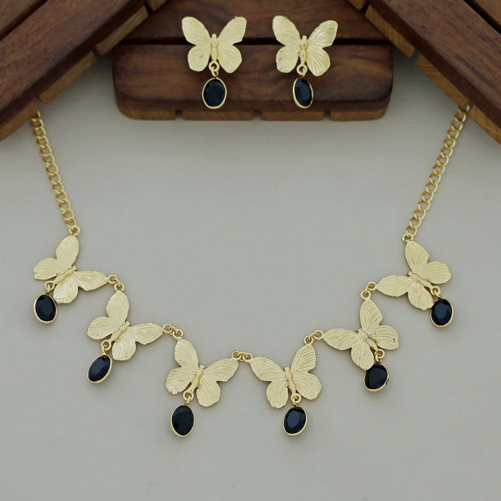 Gold Papillio Neckpiece With Earring