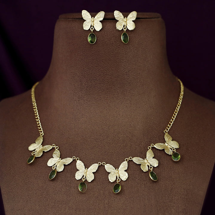 Gold Papillio Neckpiece With Earring