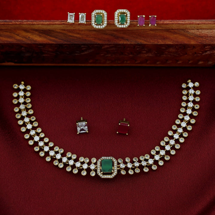 Astraradha Interchangeable Short Neckpiece With Earring