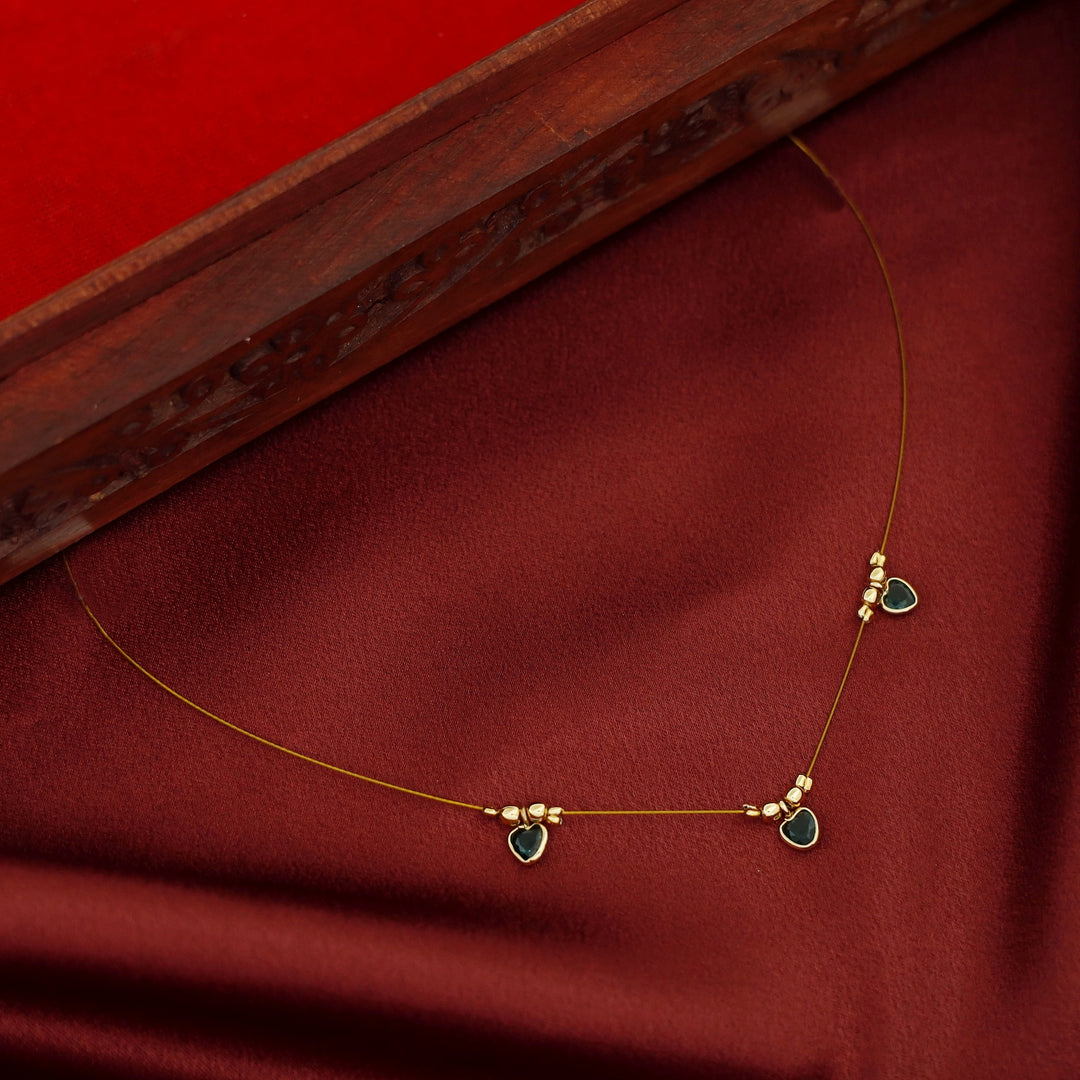 Tejaswini Golden Tri Heart String Neckpiece