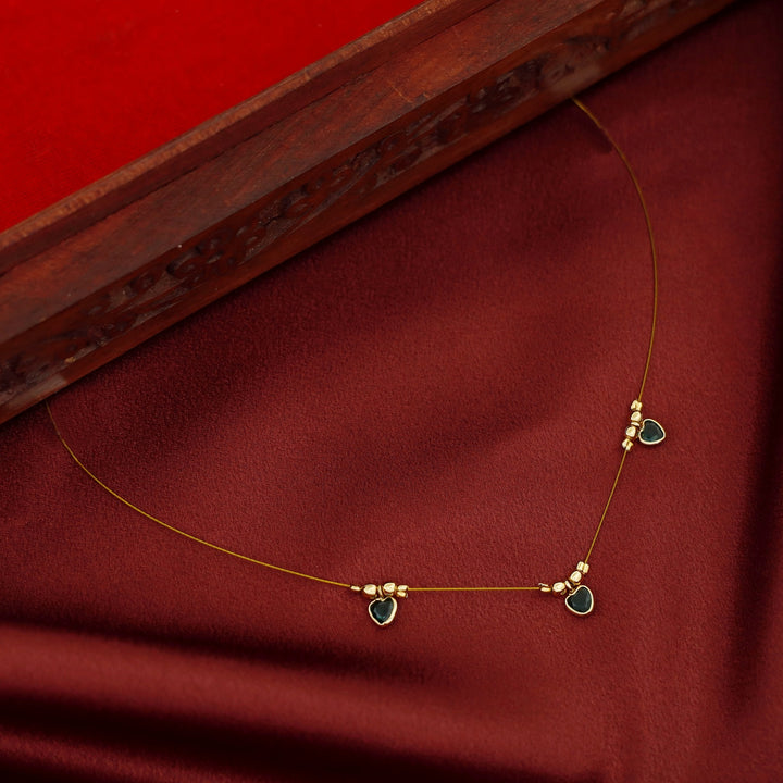 Tejaswini Golden Tri Heart String Neckpiece