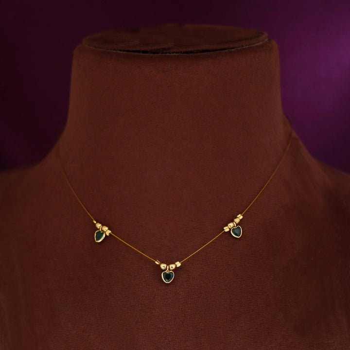 Tejaswini Golden Tri Heart String Neckpiece