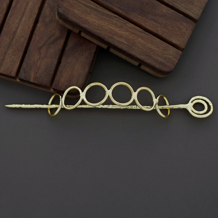 Treza Golden Hammered Circles Hair Pin