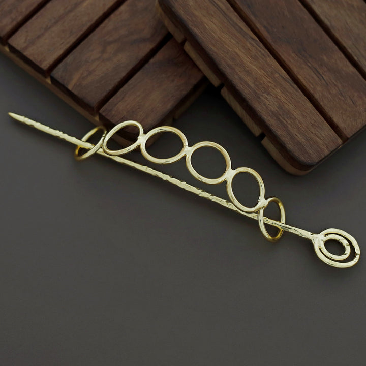 Treza Golden Hammered Circles Hair Pin