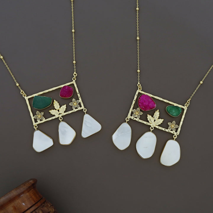 Irya Golden Leaf Druzy + MOP Neckpiece