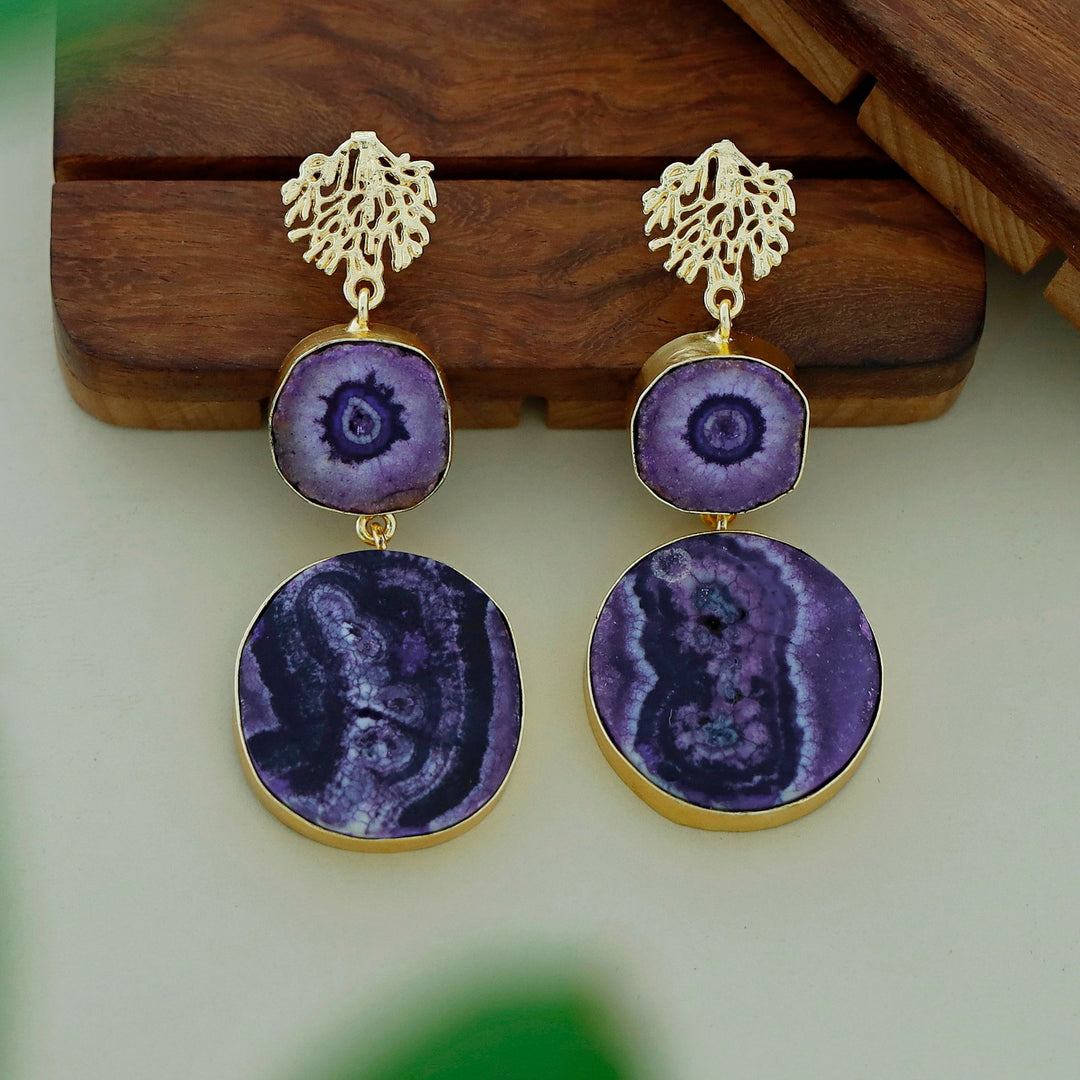 Golden Rootsa Solar Agate Earring
