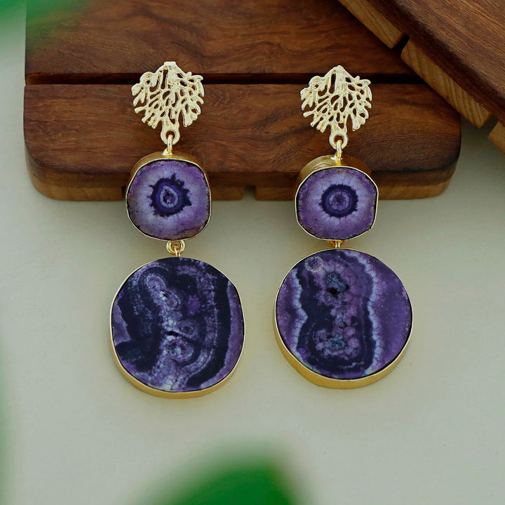 Golden Rootsa Solar Agate Earring