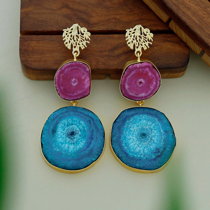 Golden Rootsa Solar Agate Earring