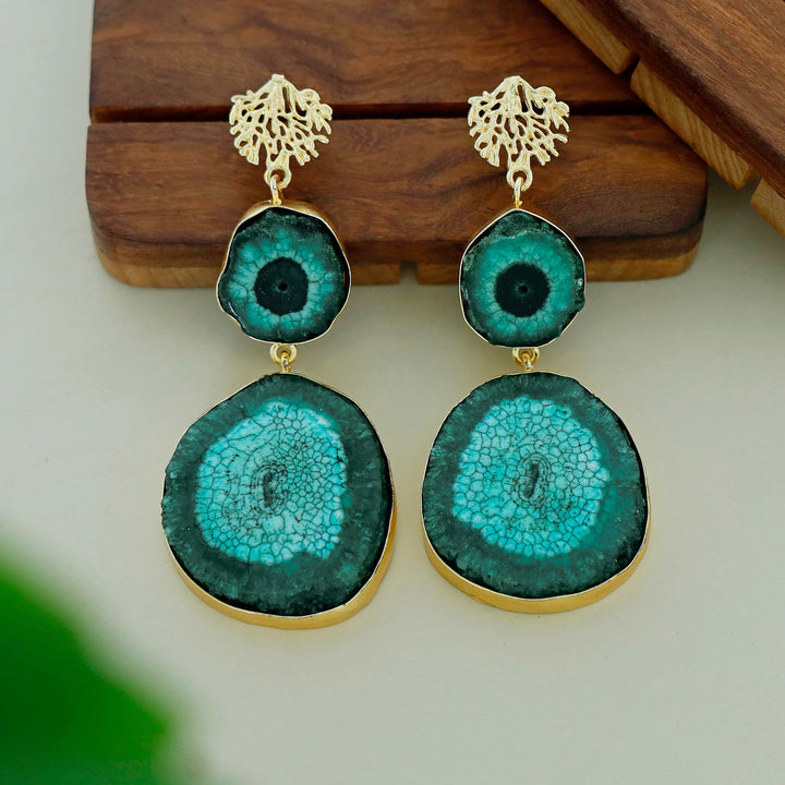 Golden Rootsa Solar Agate Earring