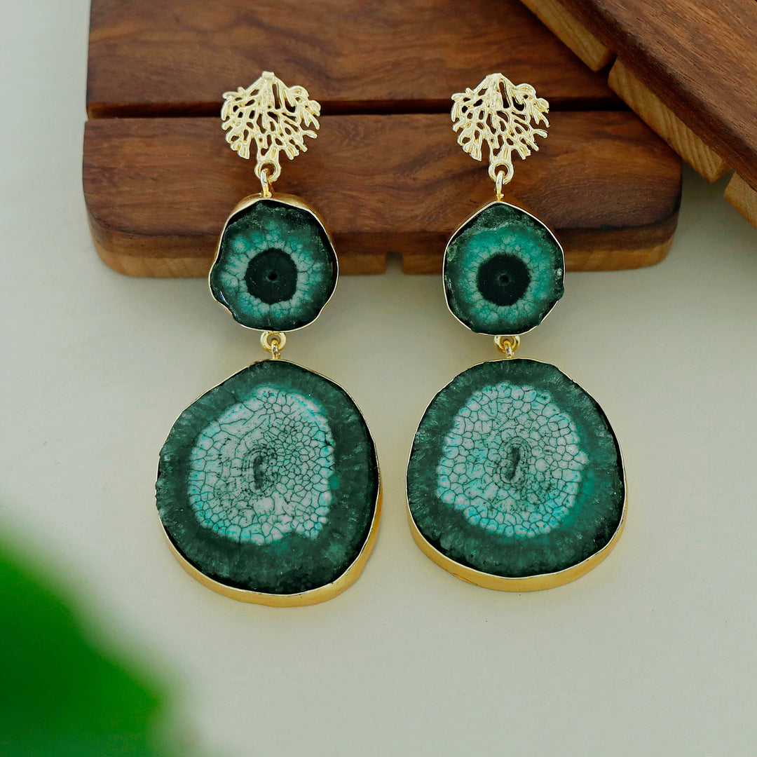 Golden Rootsa Solar Agate Earring