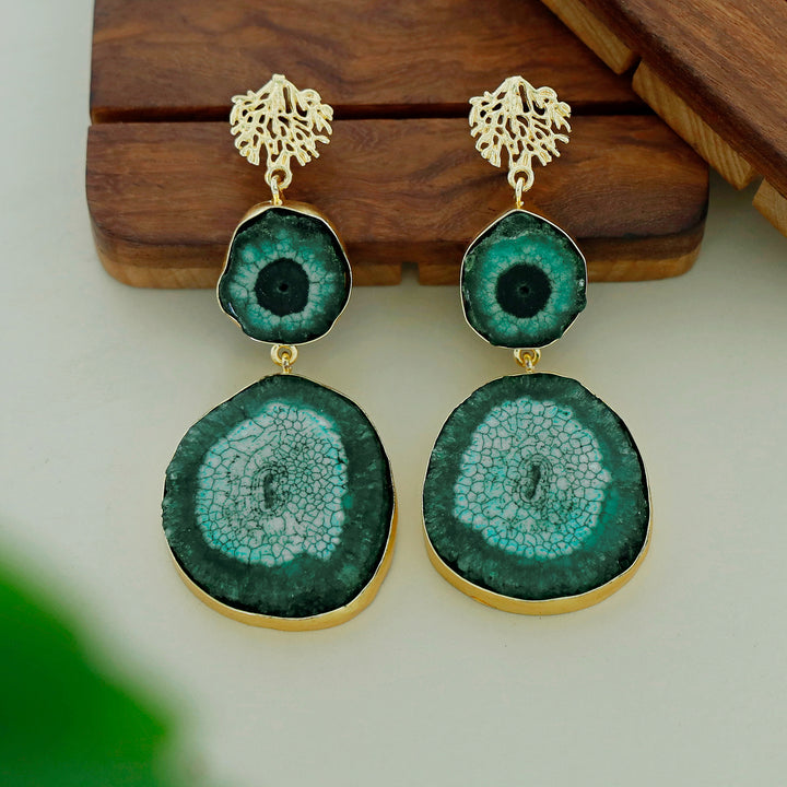 Golden Rootsa Solar Agate Earring
