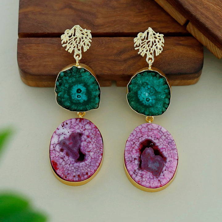 Golden Rootsa Solar Agate Earring