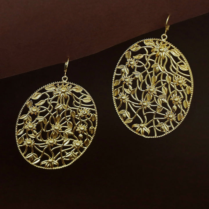 Golden Floral Vine Hoop Earring