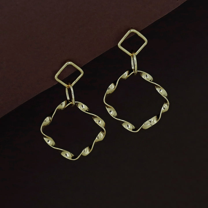 Anura Golden Twisted Square Earring