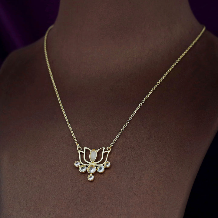Nisha Golden Lotus Glossy Neckpiece