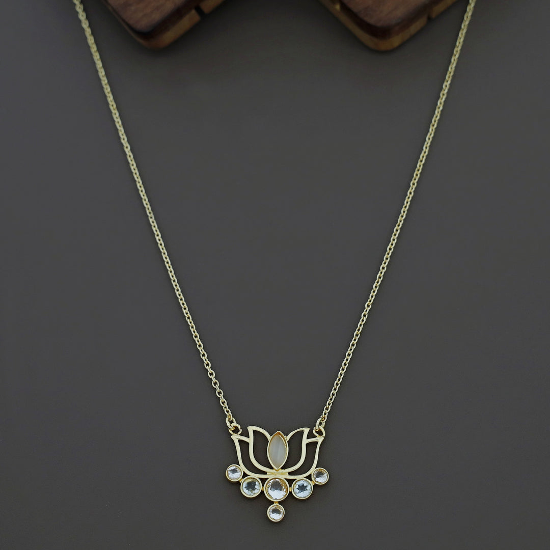 Nisha Golden Lotus Glossy Neckpiece
