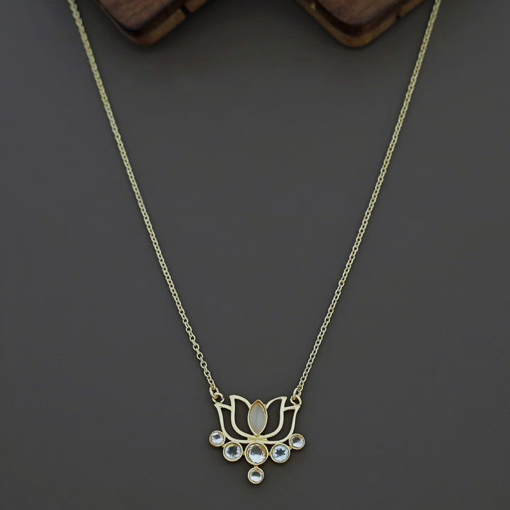 Nisha Golden Lotus Glossy Neckpiece
