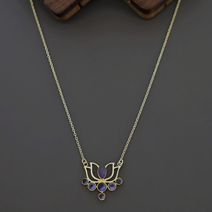 Nisha Golden Lotus Glossy Neckpiece