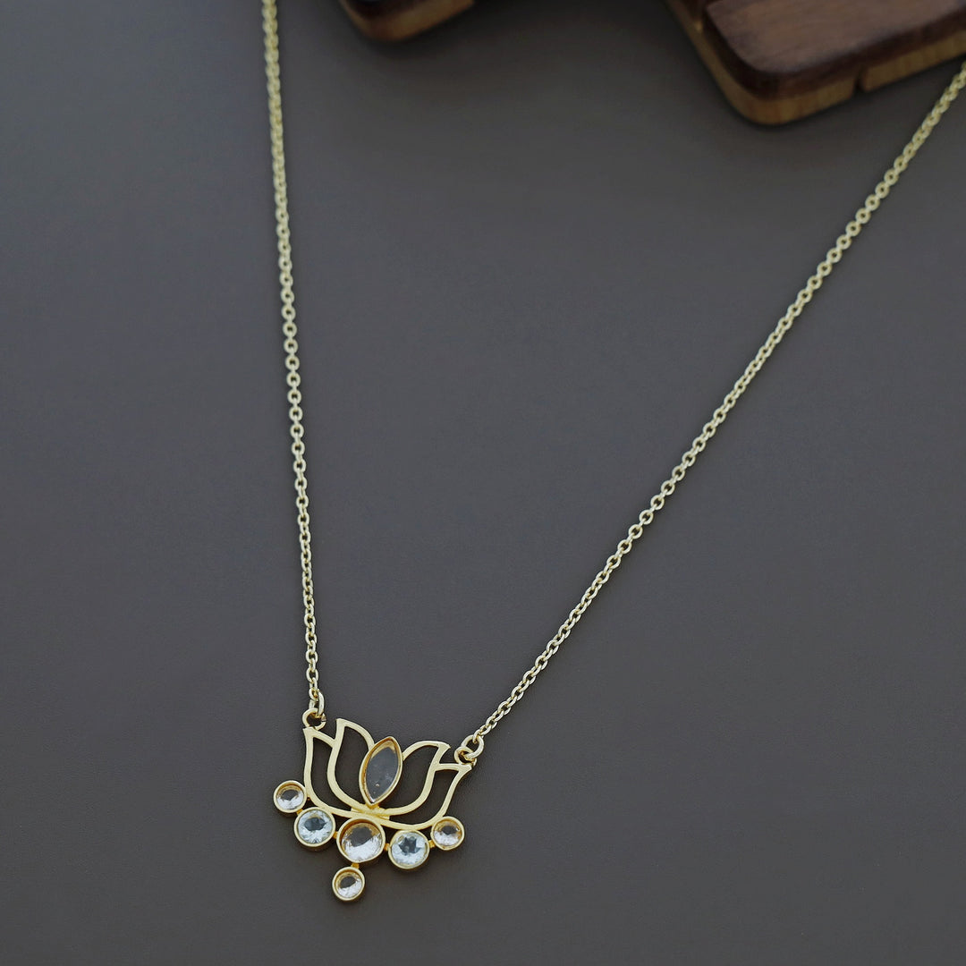 Nisha Golden Lotus Glossy Neckpiece