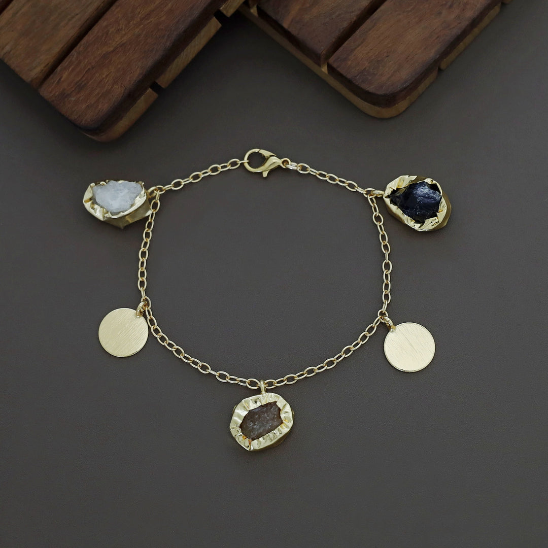 Lyricsa Raw Stone Coin Bracelet