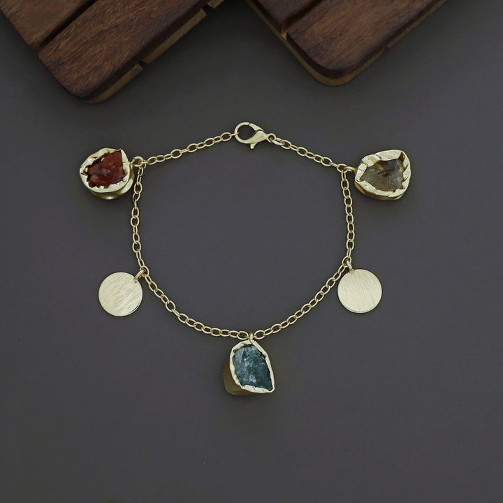 Lyricsa Raw Stone Coin Bracelet
