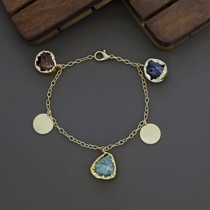 Lyricsa Raw Stone Coin Bracelet