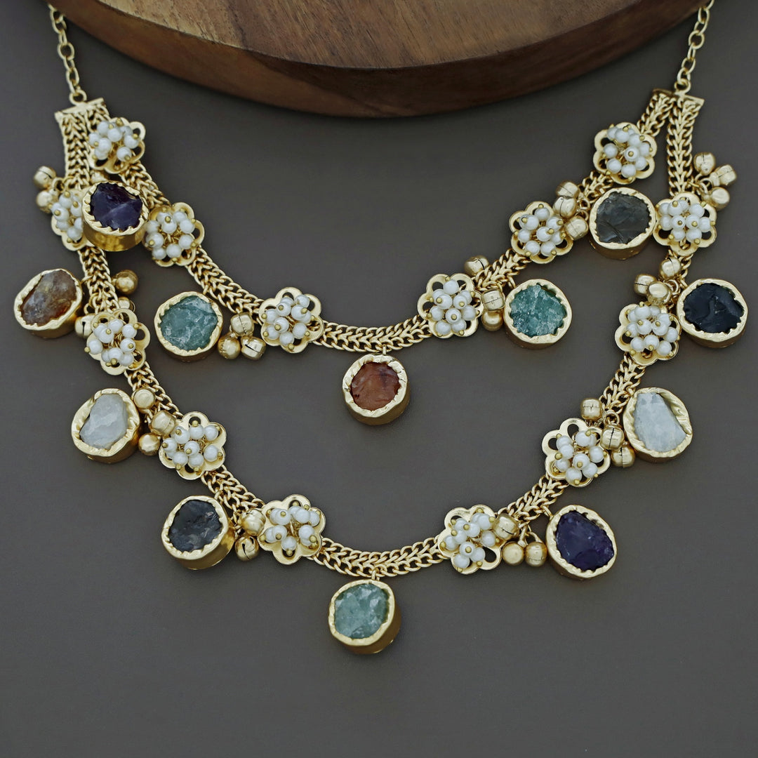 2 Layer Chiara Raw Stone Ghungroo Neckpiece