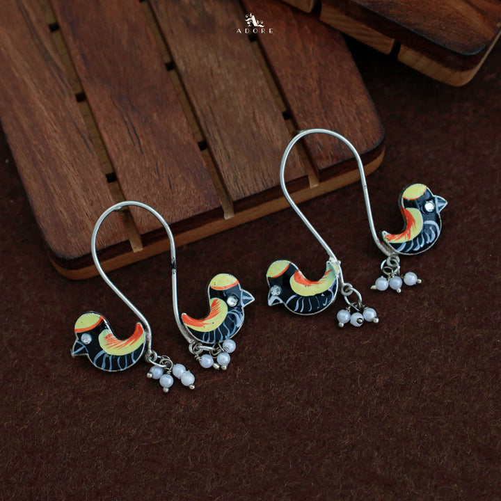 Antique Curvy Meenakari Bonsy Bird Earring