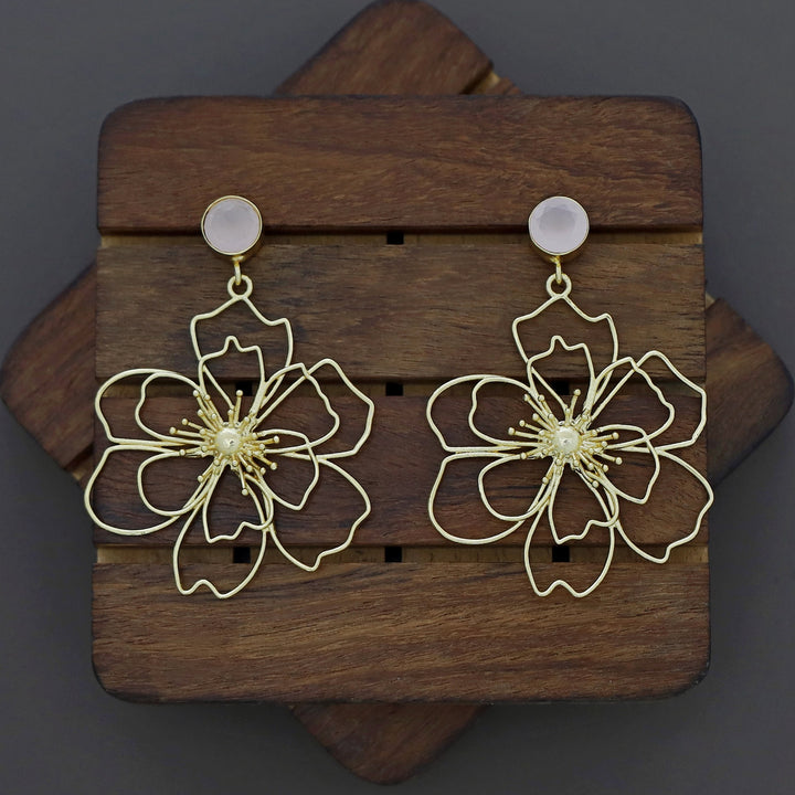 Rosline Golden Flower Glossy Earring