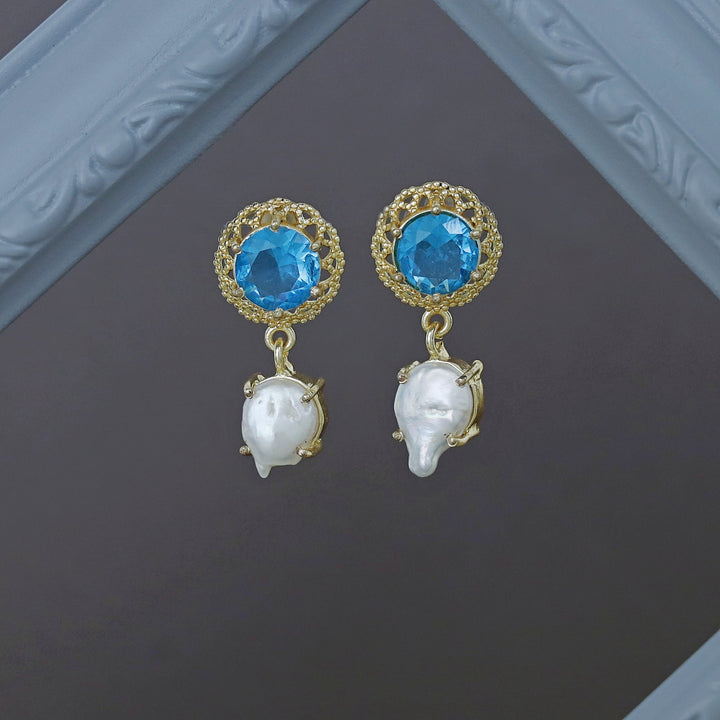 Ariah Real Baroque Floral Glossy Stone Earring