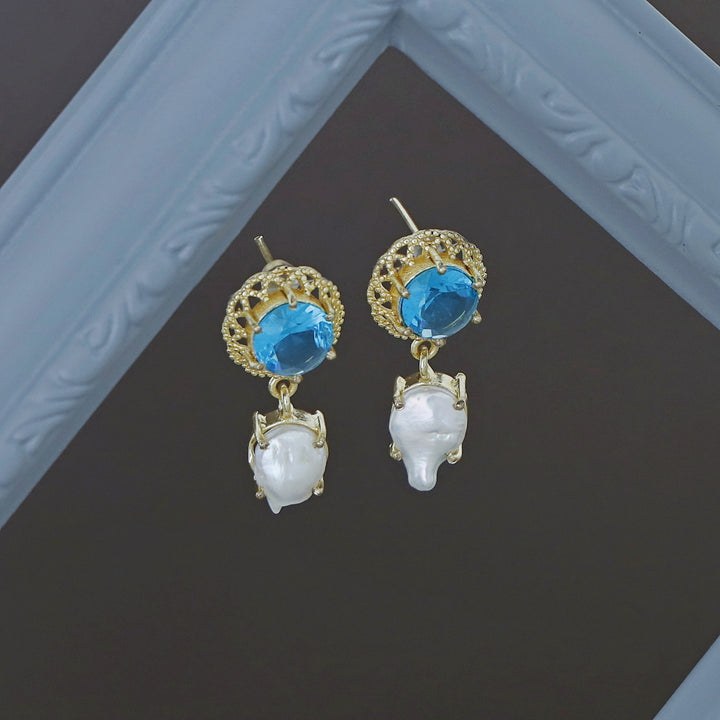 Ariah Real Baroque Floral Glossy Stone Earring