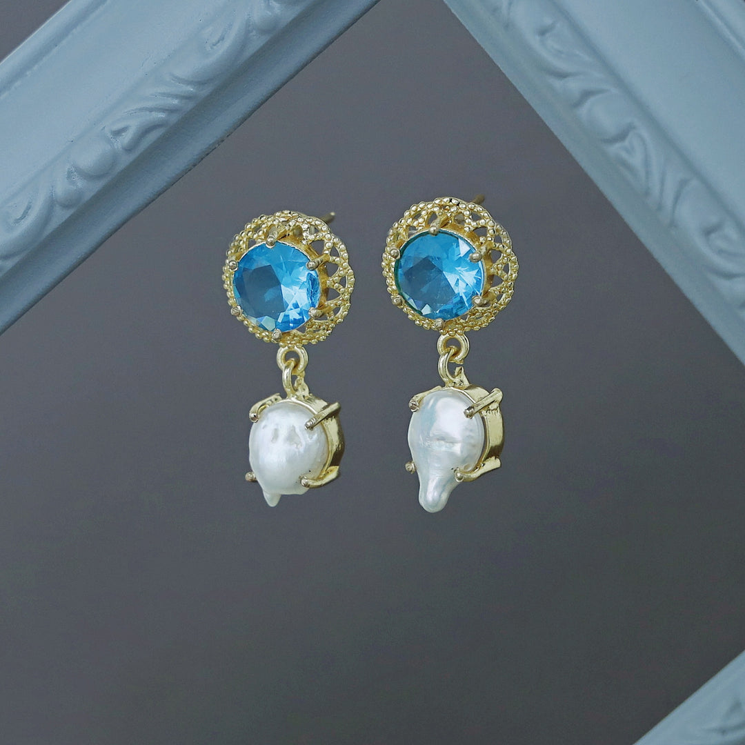 Ariah Real Baroque Floral Glossy Stone Earring