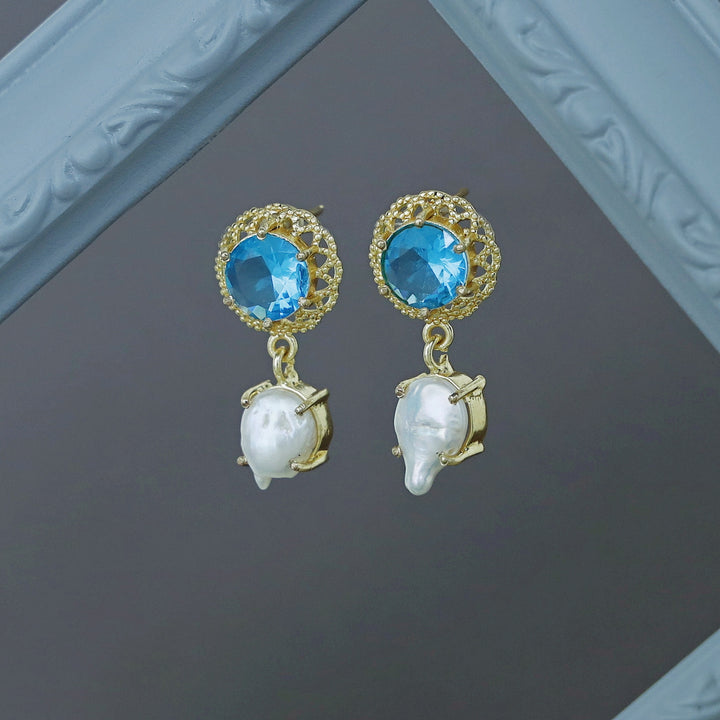 Ariah Real Baroque Floral Glossy Stone Earring