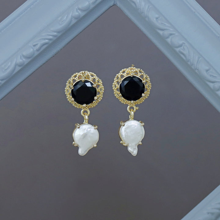 Ariah Real Baroque Floral Glossy Stone Earring